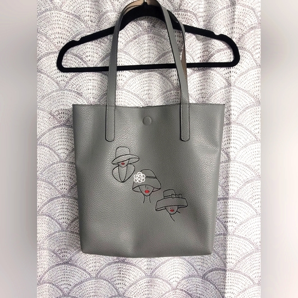 Handbags - Unique Fashionable Women in Hats Elephant Gray Pebble Tote Bag.